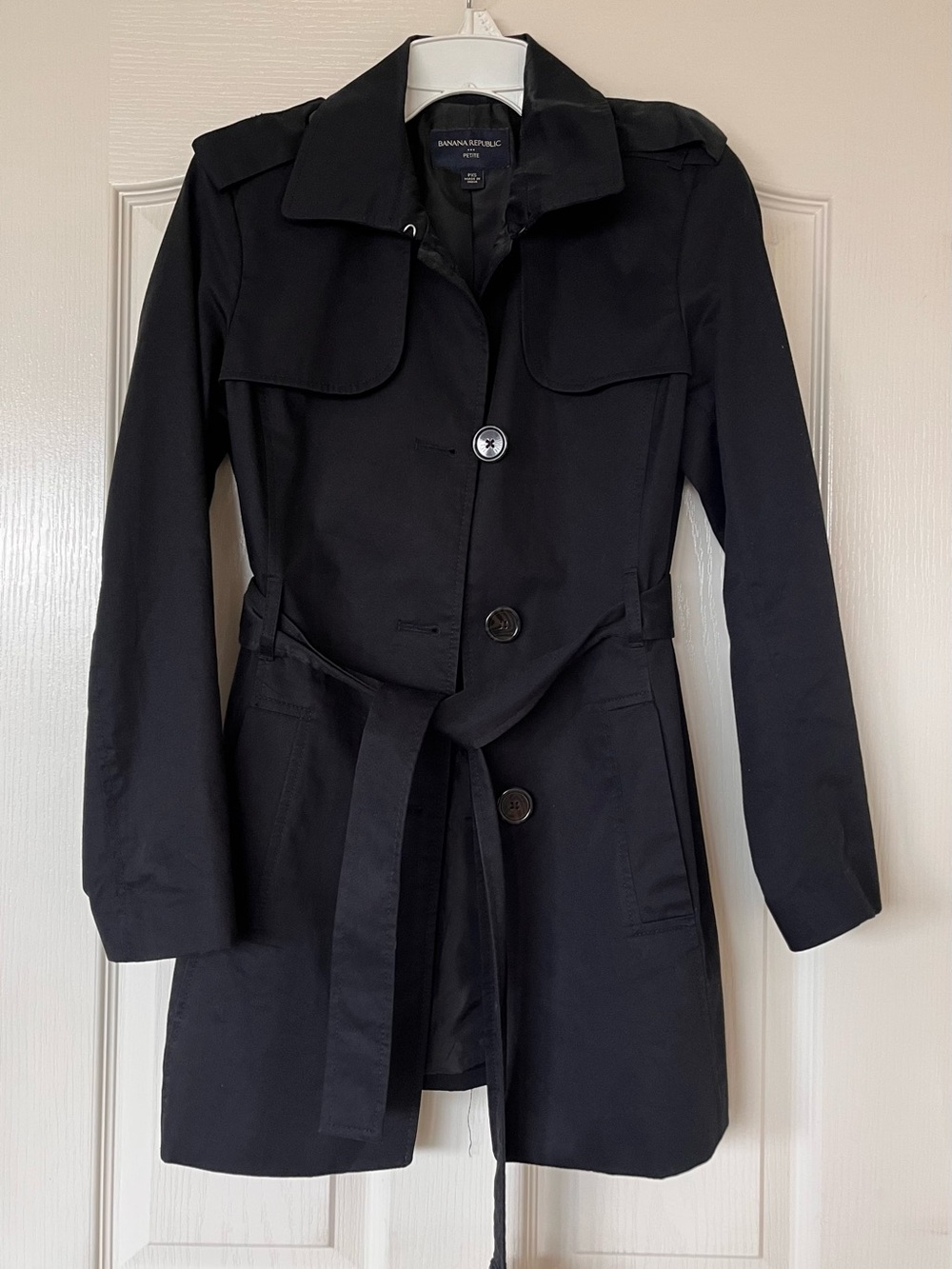 Banana Republic Black Women's Classic Trench Coat with Belt- XS Petite